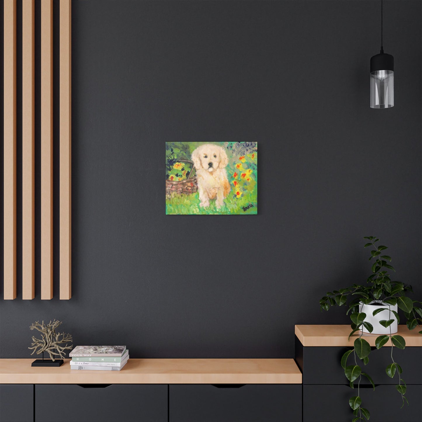 Golden Puppy- Art- Gallery Wrapped- Satin Stretched Canvas Gallery Wraps - No Frame Needed