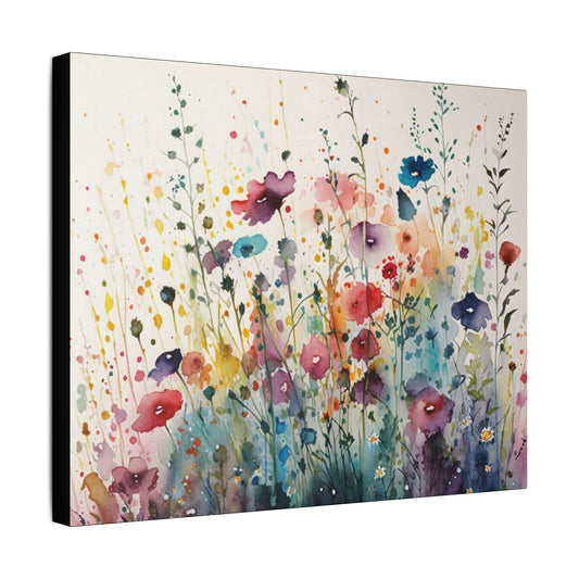 Watercolor Wildflowers- Art- Gallery Wrapped- Satin Stretched Canvas Gallery Wraps - No Frame Needed