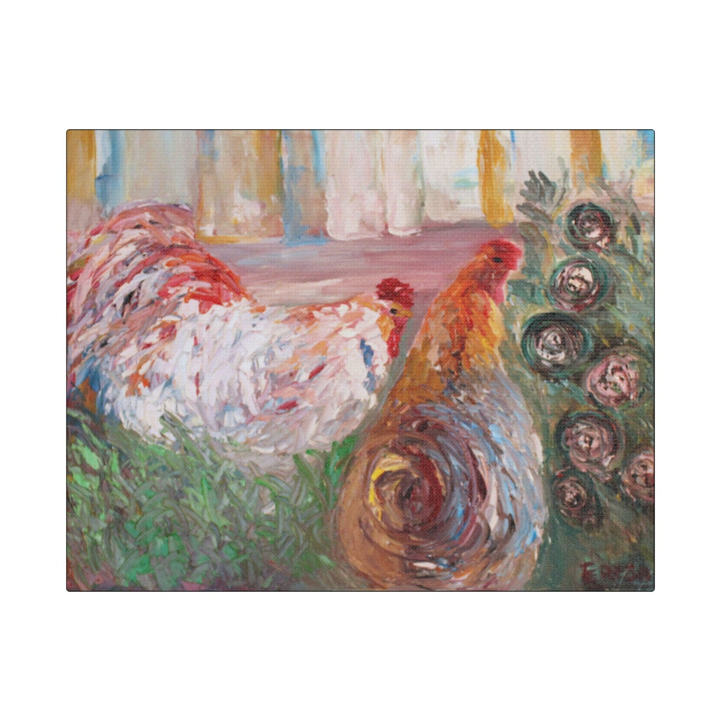 Betsy's Chicken- Art- Gallery Wrapped- Satin Stretched Canvas Gallery Wraps - No Frame Needed