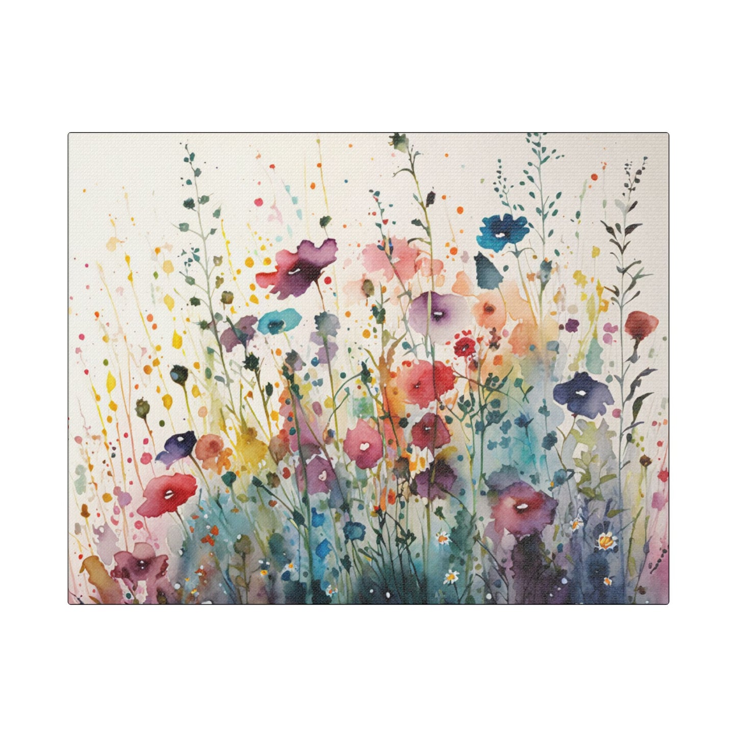 Watercolor Wildflowers- Art- Gallery Wrapped- Satin Stretched Canvas Gallery Wraps - No Frame Needed