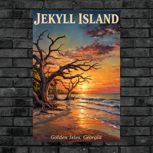 Jekyll Island -Driftwood Beach At Sunrise| Ocean Beach Art| Travel Poster| Giclee Paper- Wood- Metal- Canvas