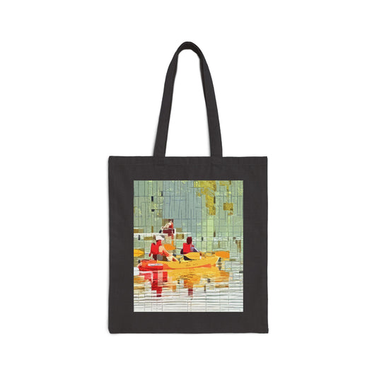 "Kayak in the River" Stylish Cotton Canvas Tote Bag