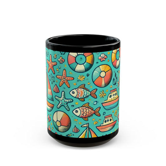 By the Sea- 11 oz or 15 oz Ceramic Black Mugs