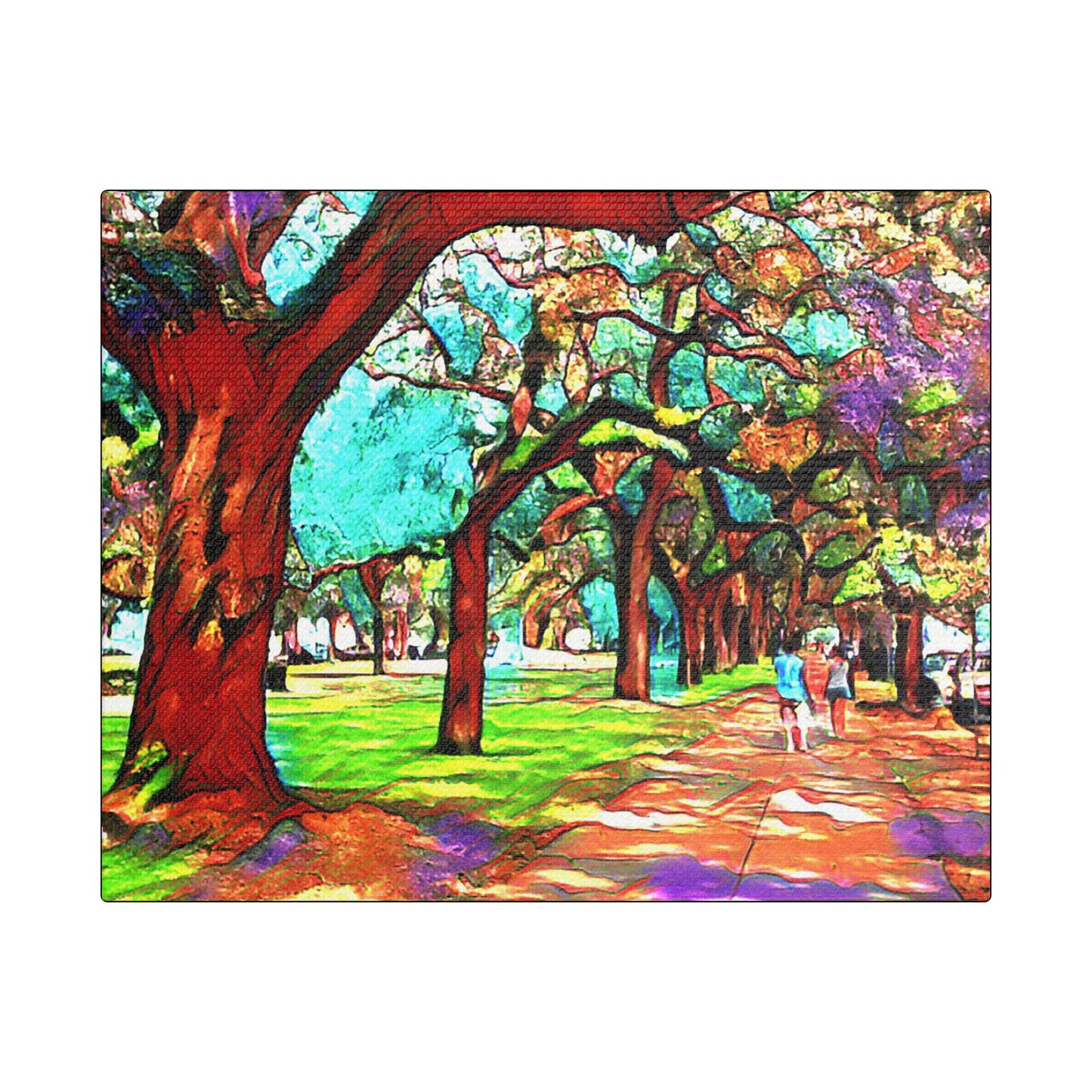 Walk in the Park- Art- Gallery Wrapped- Satin Stretched Canvas Gallery Wraps - No Frame Needed