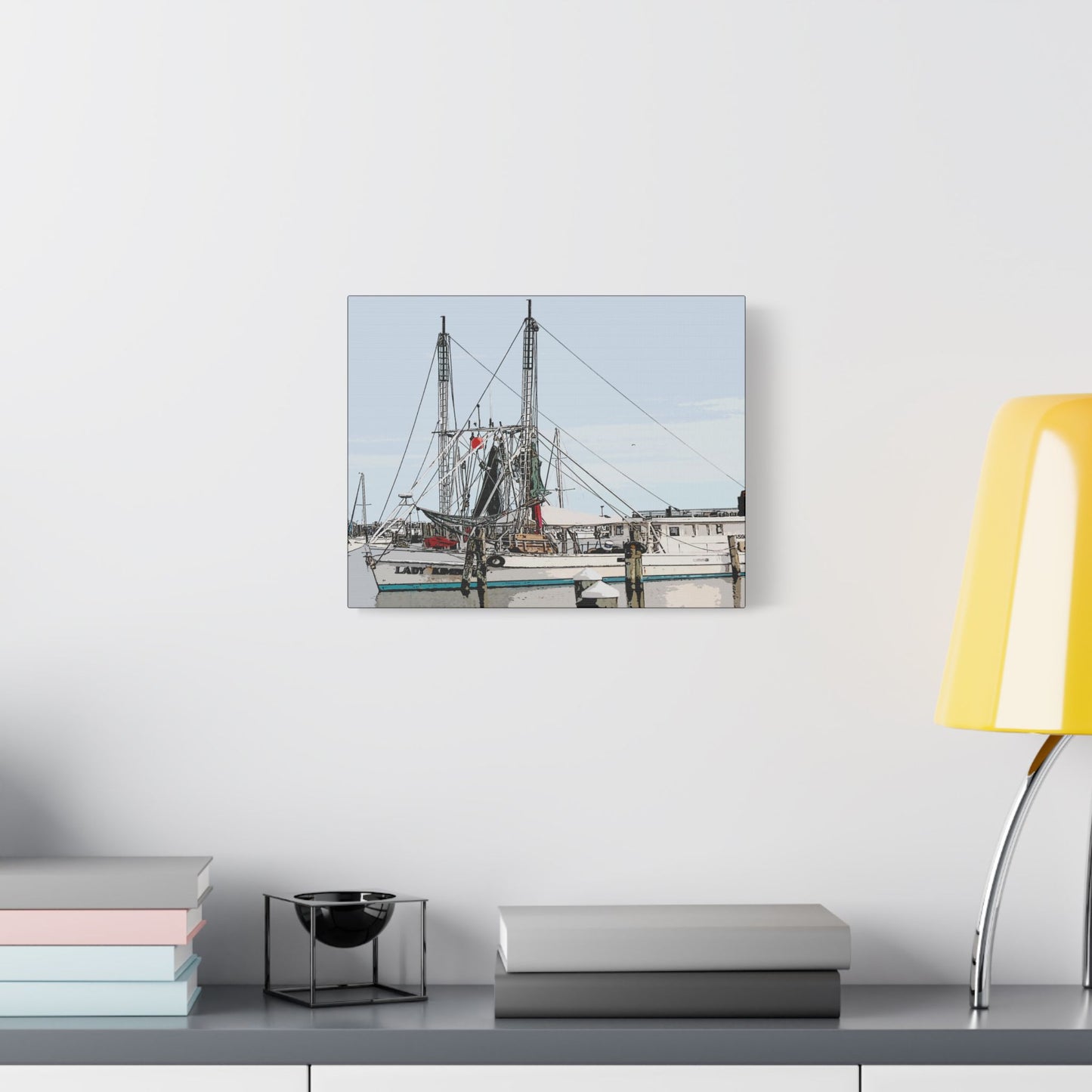 Shrimp Boat Art- Gallery Wrapped- Satin Stretched Canvas Gallery Wraps - No Frame Needed