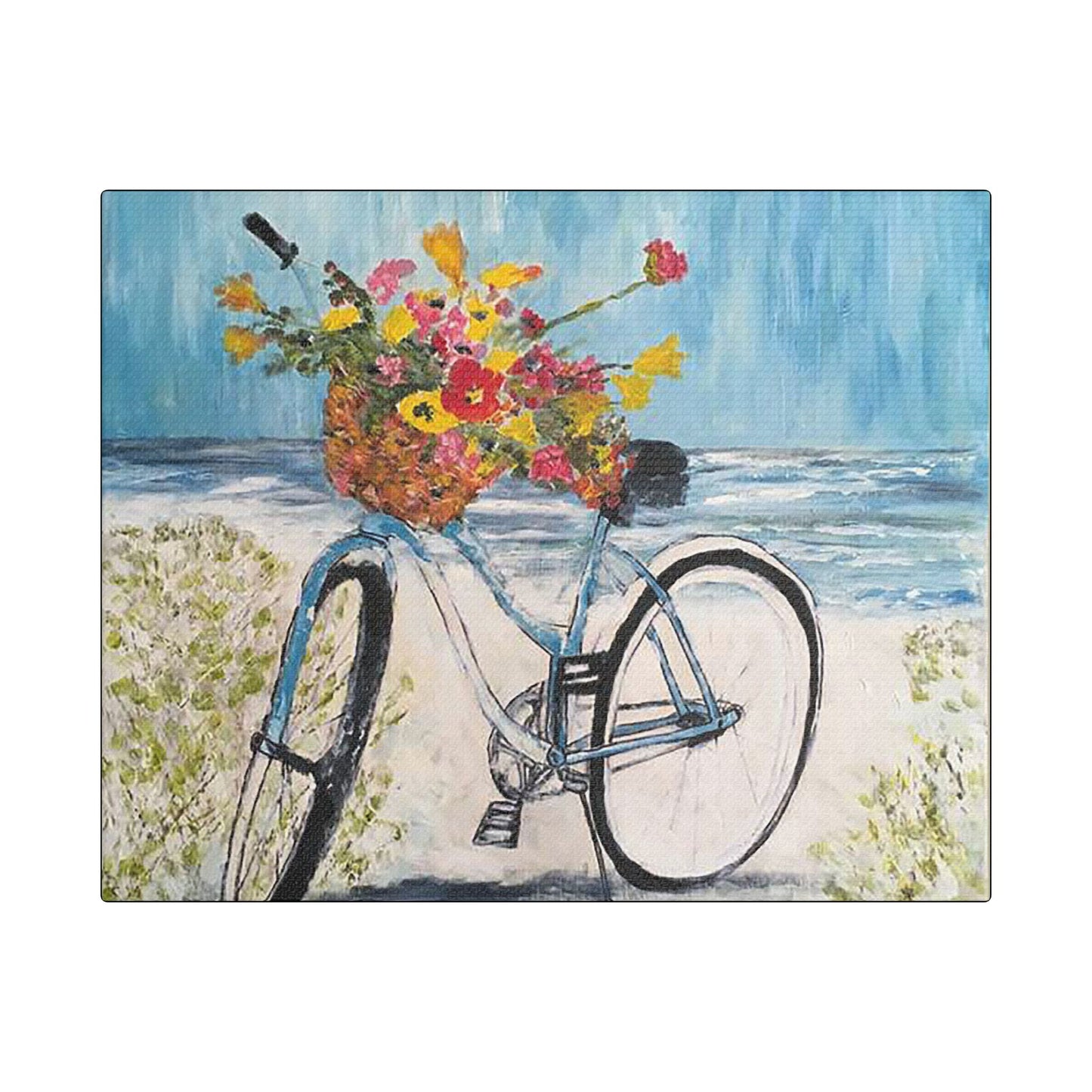 Biking on the Beach- Art- Gallery Wrapped- Satin Stretched Canvas Gallery Wraps - No Frame Needed