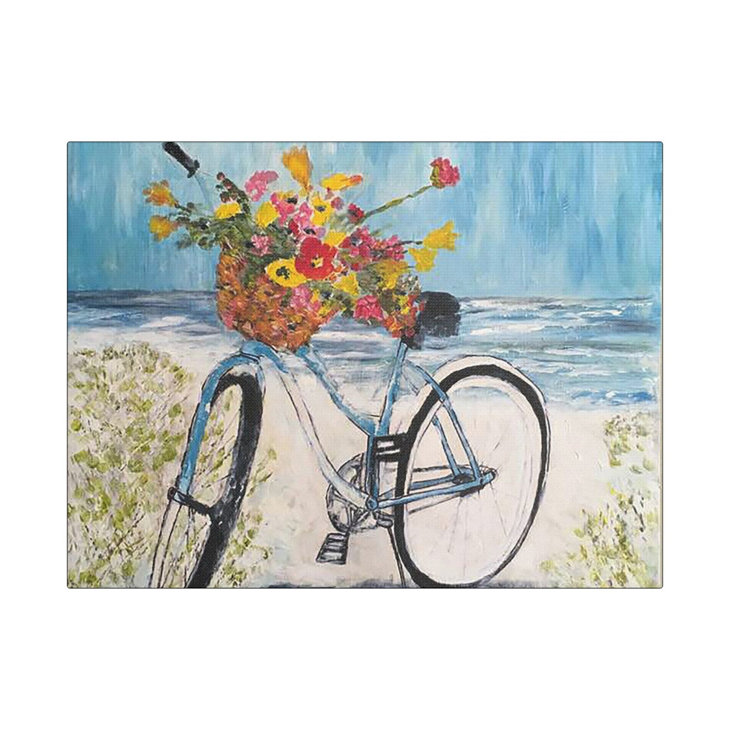 Biking on the Beach- Art- Gallery Wrapped- Satin Stretched Canvas Gallery Wraps - No Frame Needed