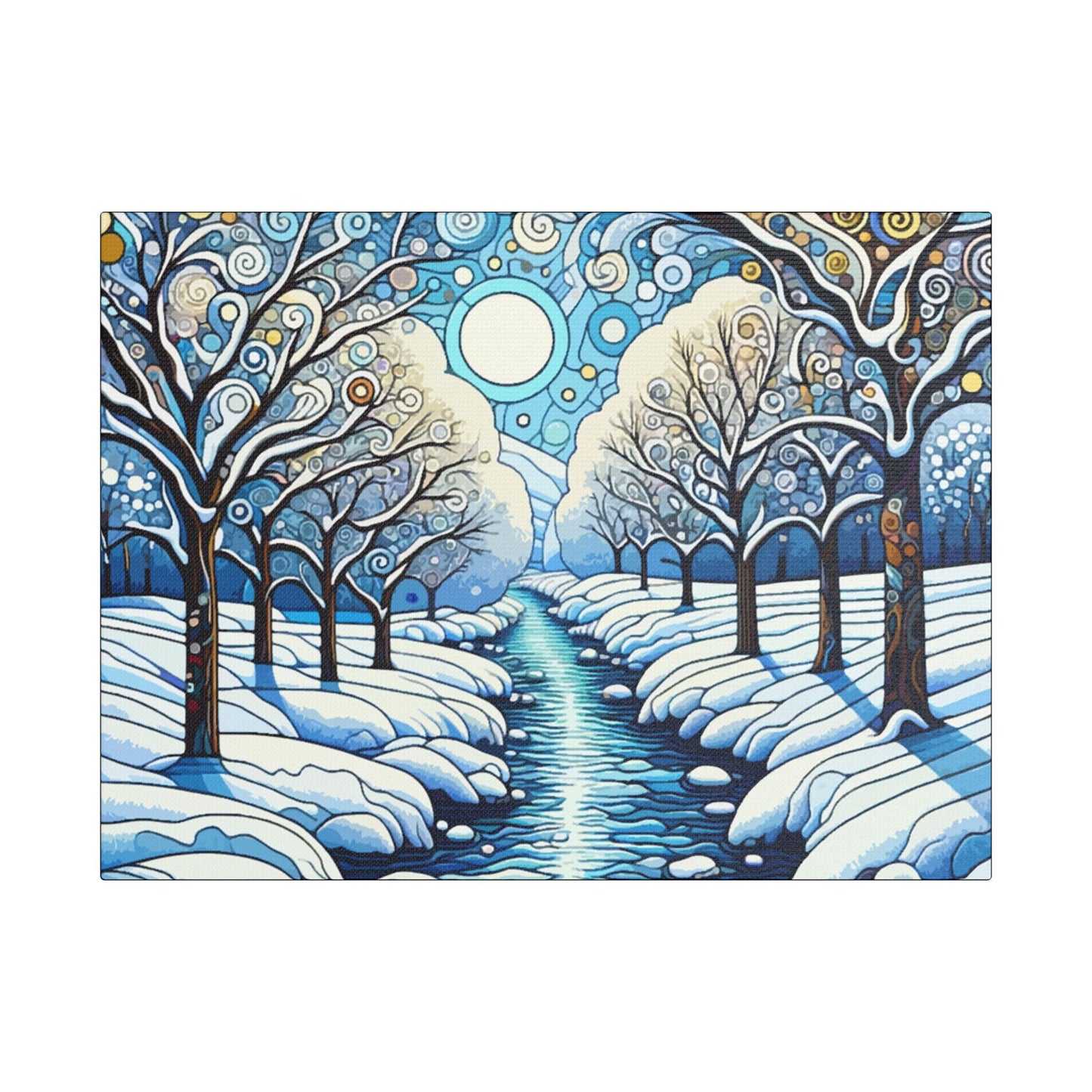 Winter Stream- Art- Gallery Wrapped- Satin Stretched Canvas Gallery Wraps - No Frame Needed