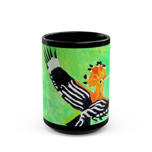 Hoopoe Bird- 11 oz or 15 oz Ceramic Black Mugs