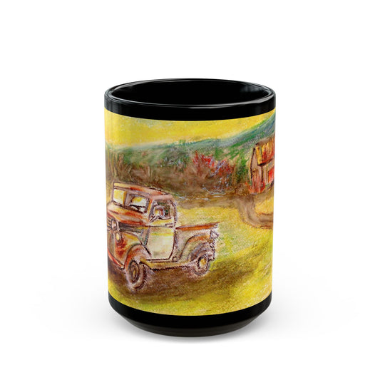 Rusty Truck- 11 oz or 15 oz Ceramic Black Mugs