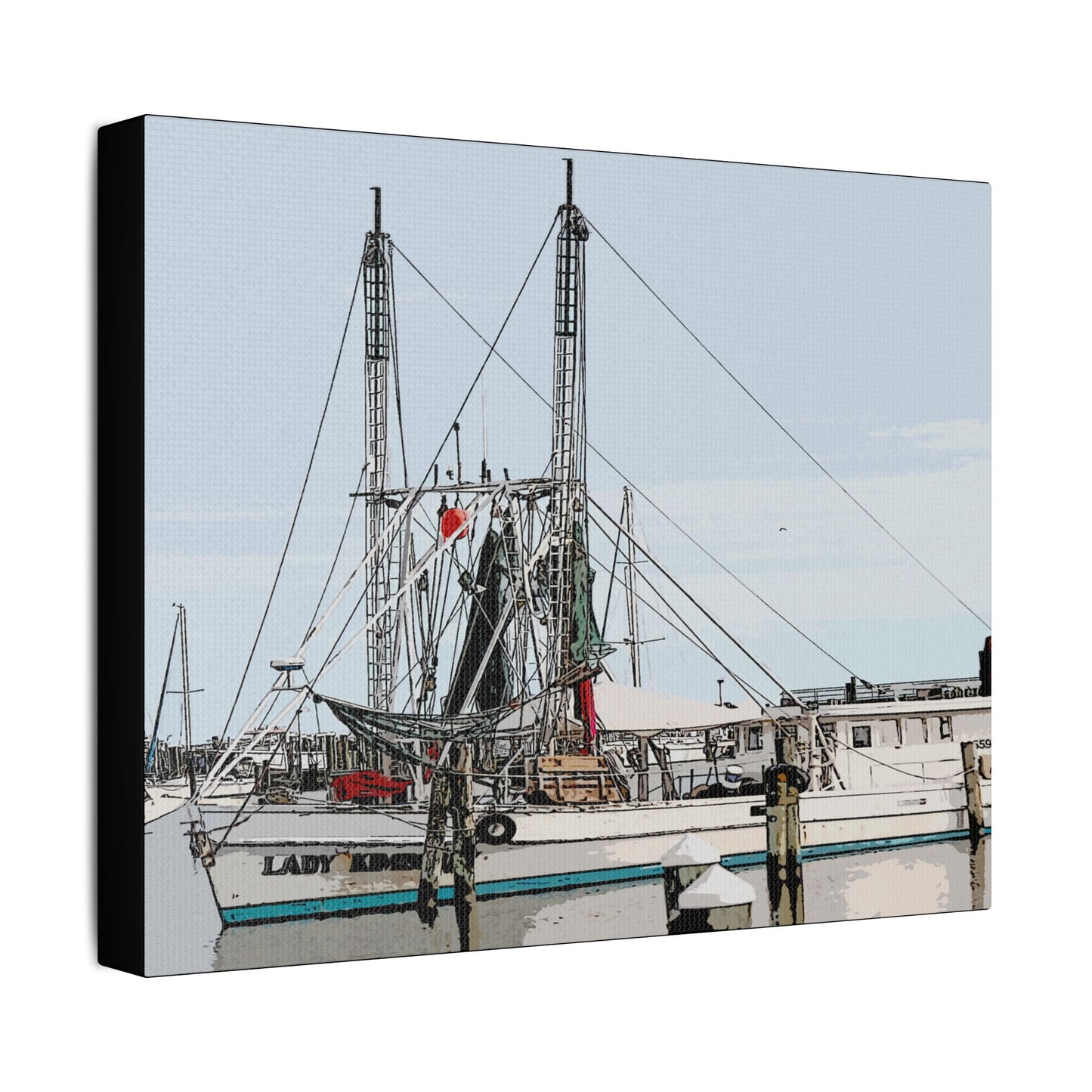 Shrimp Boat Art- Gallery Wrapped- Satin Stretched Canvas Gallery Wraps - No Frame Needed