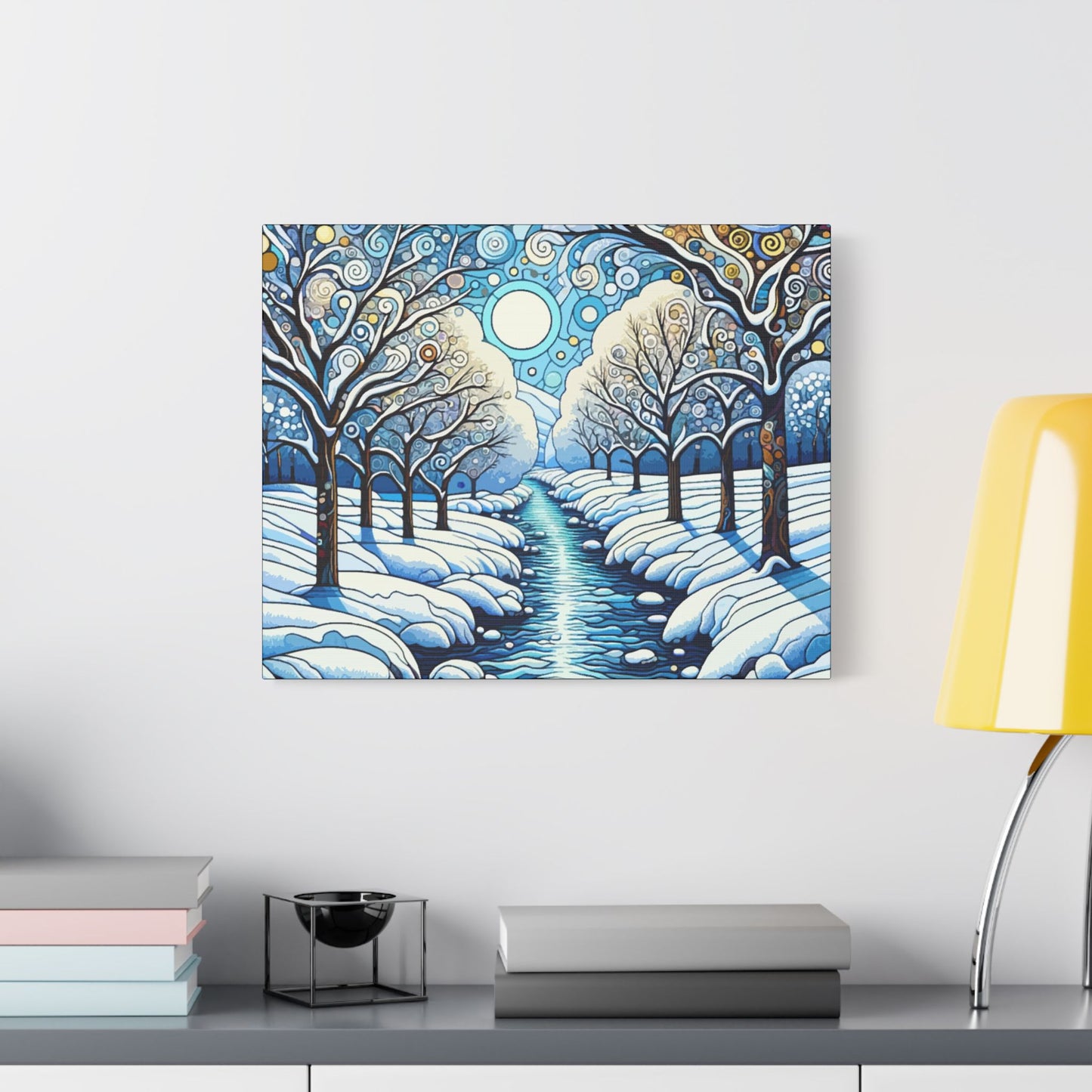 Winter Stream- Art- Gallery Wrapped- Satin Stretched Canvas Gallery Wraps - No Frame Needed