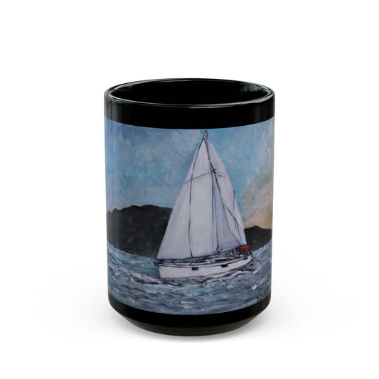 Smoothly Sailing- 11 oz or 15 oz Ceramic Black Mugs