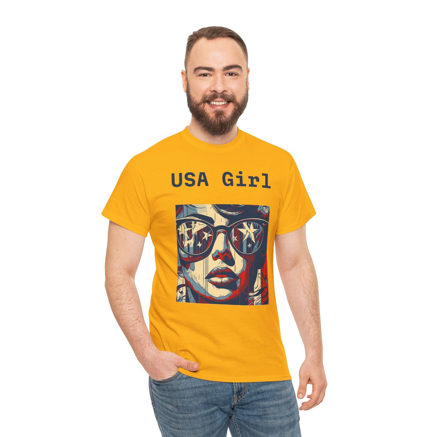 "USA Girl" - Amazing Unisex Heavy Cotton Short Sleeve Tee Shirts!