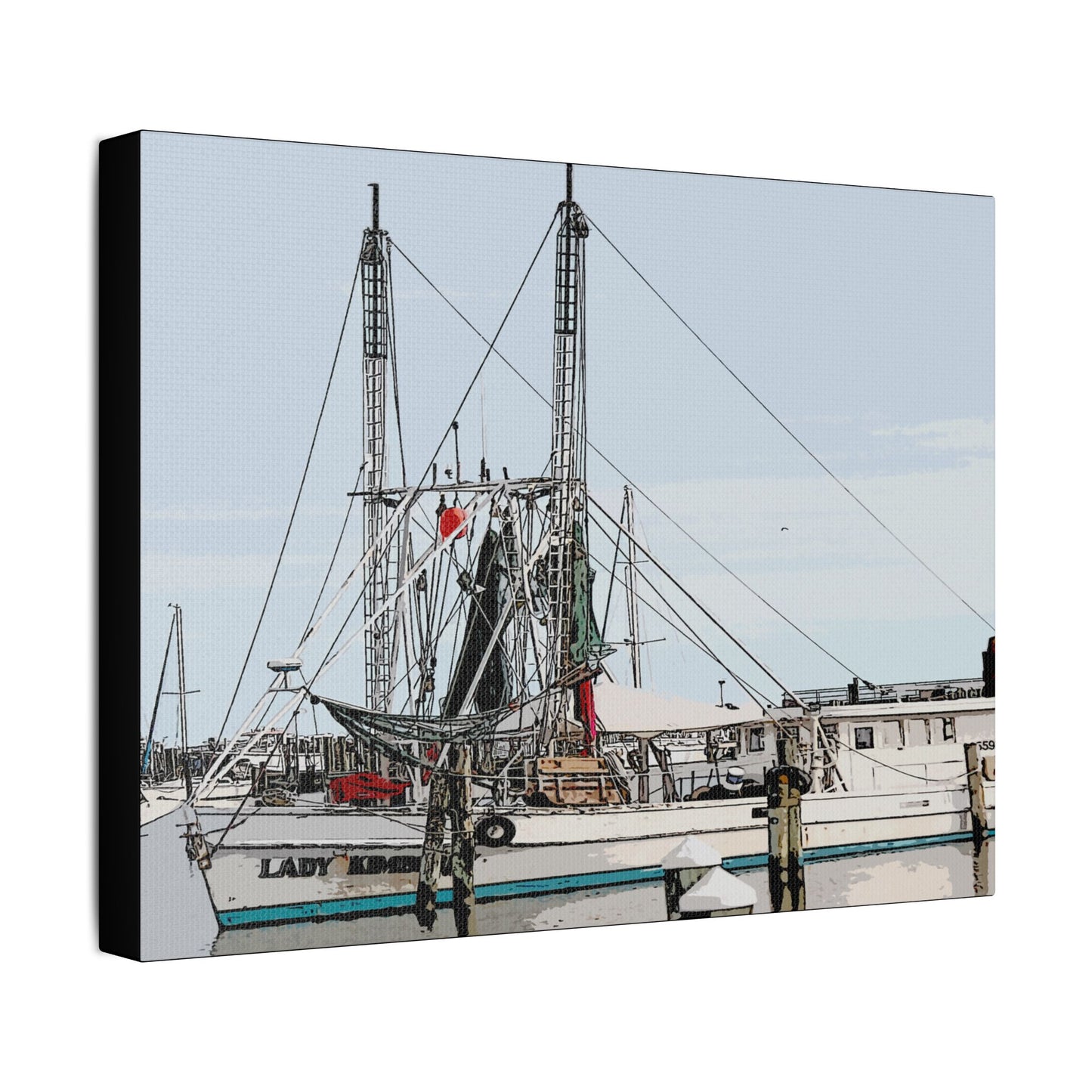 Shrimp Boat Art- Gallery Wrapped- Satin Stretched Canvas Gallery Wraps - No Frame Needed