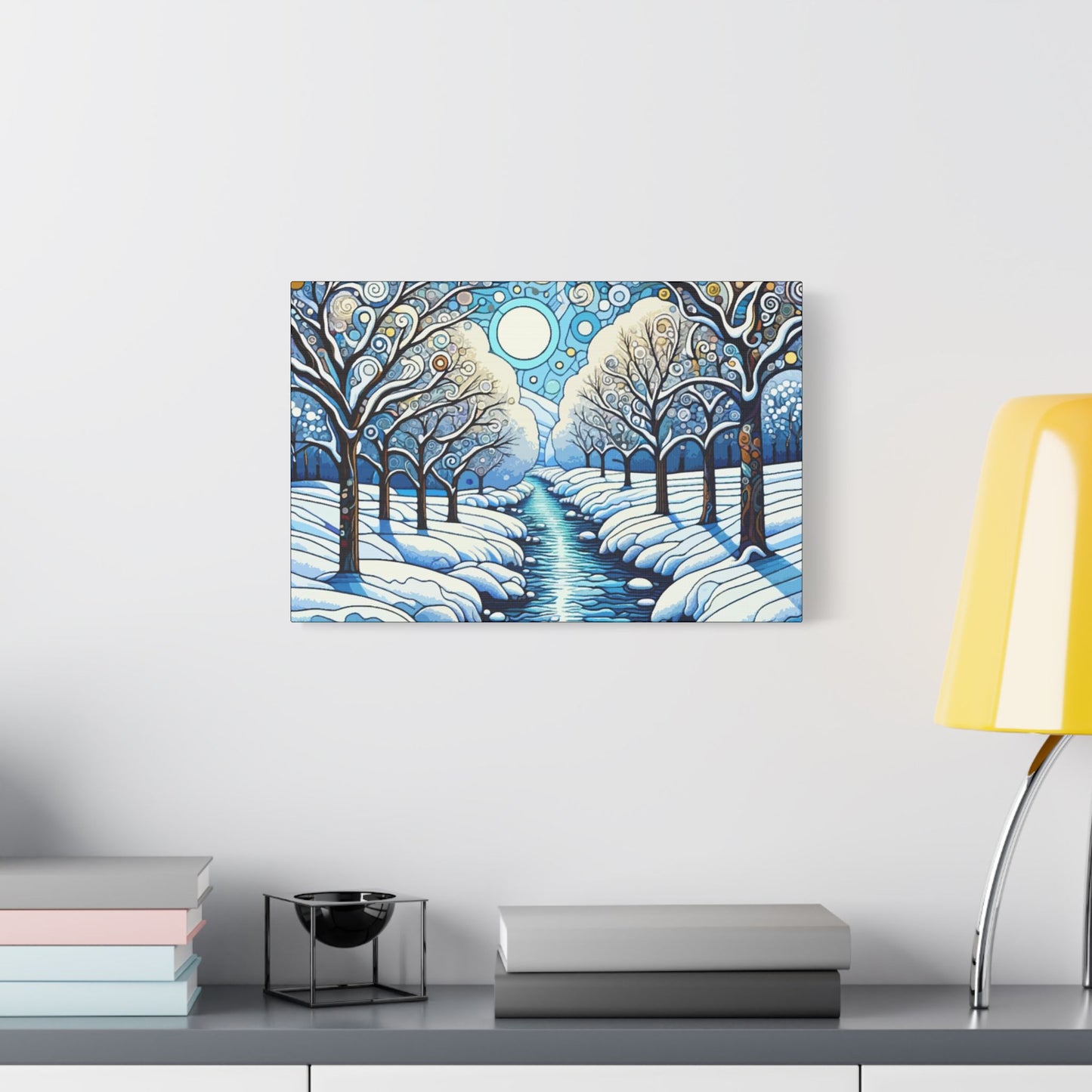 Winter Stream- Art- Gallery Wrapped- Satin Stretched Canvas Gallery Wraps - No Frame Needed