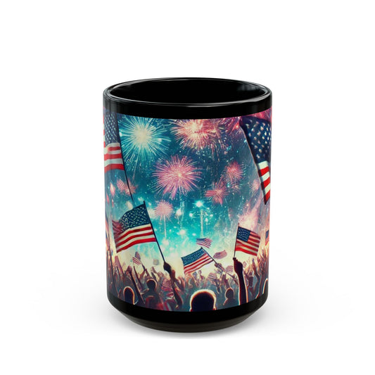 Celebrate Freedom - 11 oz or 15 oz Ceramic Black Mugs