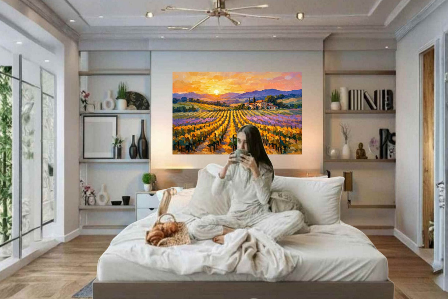 Golden French Vineyard at Sunset | Wine Country Art | Giclée Paper • Canvas • Birch Wood • Metal Panels