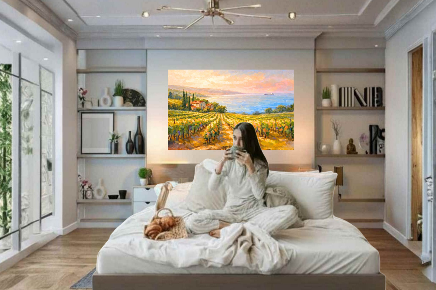 Mediterranean Vineyard by the Sea | Wine Country Art | Giclée Paper • Canvas • Birch Wood • Metal Panels