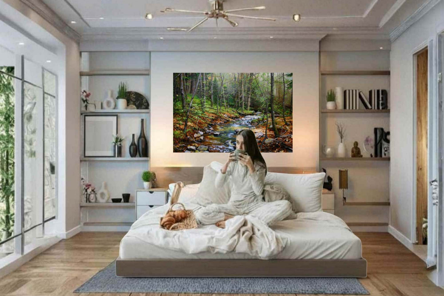 Peaceful Woodland Stream | Impressionist Print| Forest Creek Landscape | Nature Wall Art