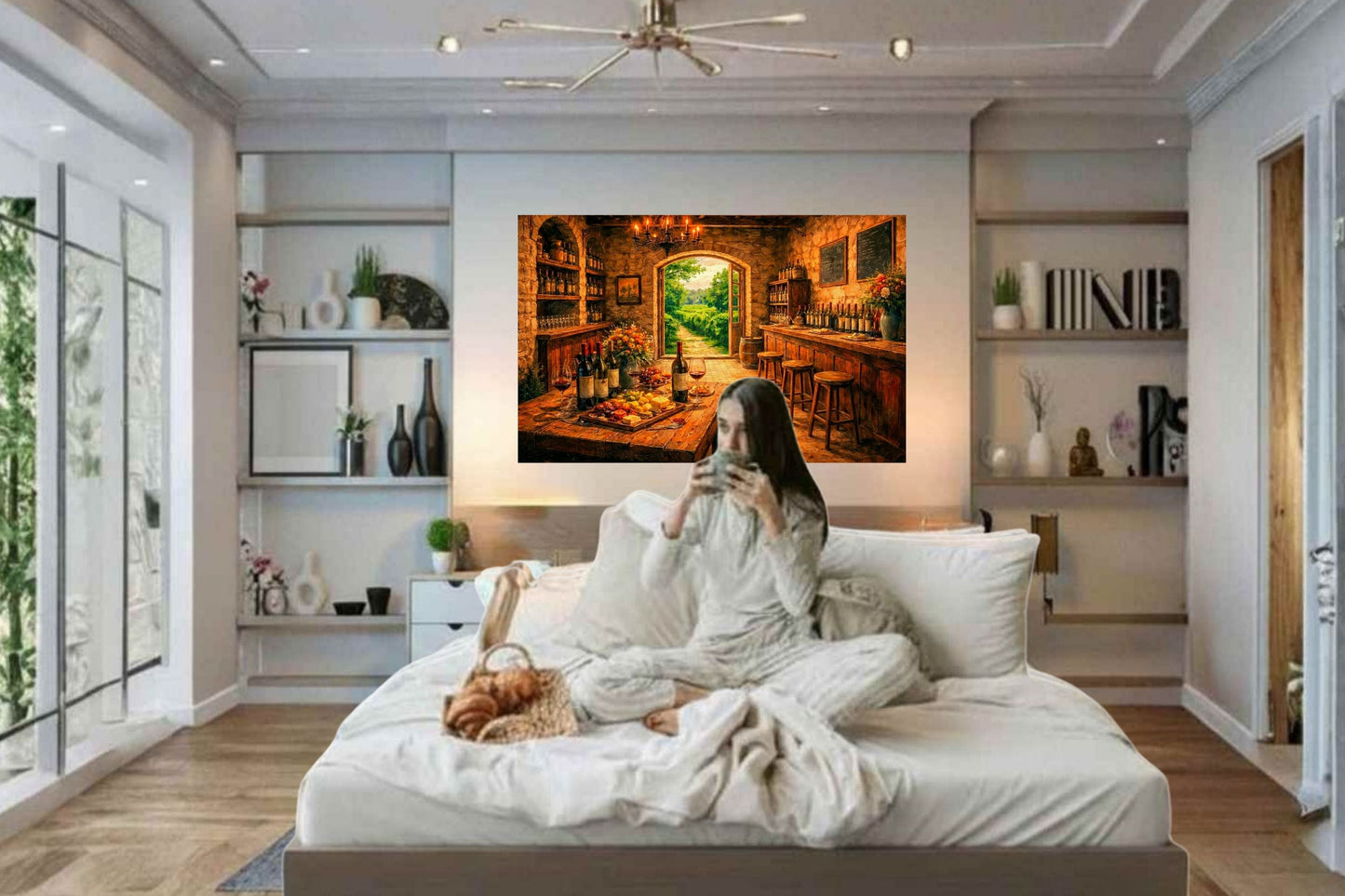 Rustic Wine Tasting Room | Wine Country Art | Giclée Paper • Canvas • Birch Wood • Metal Panels