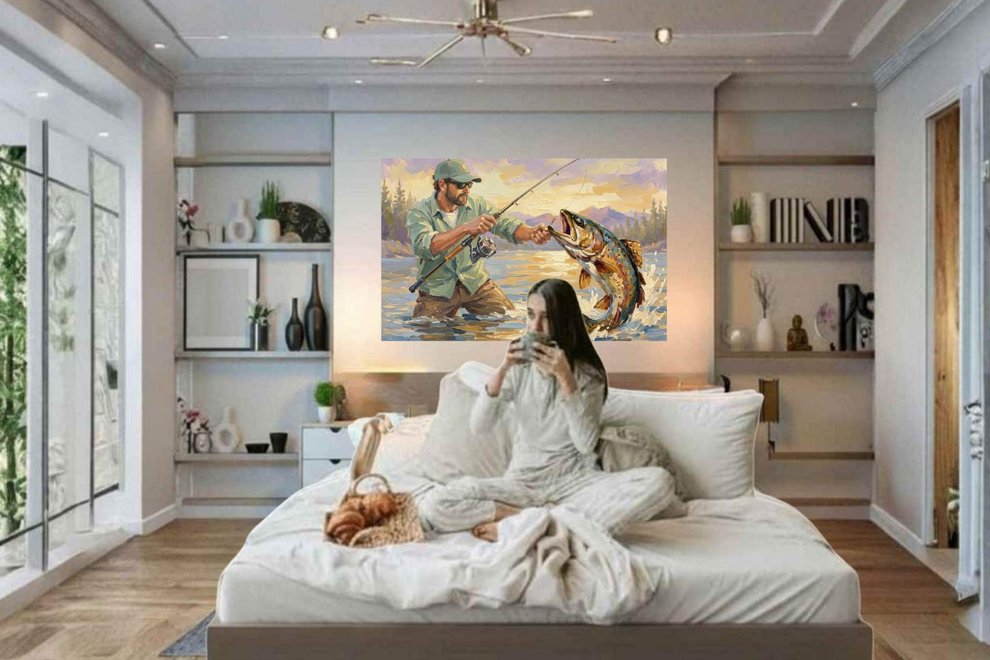 The Big Catch | Fisherman and Trout Art | Giclée Paper • Canvas • Wood • Metal Panels