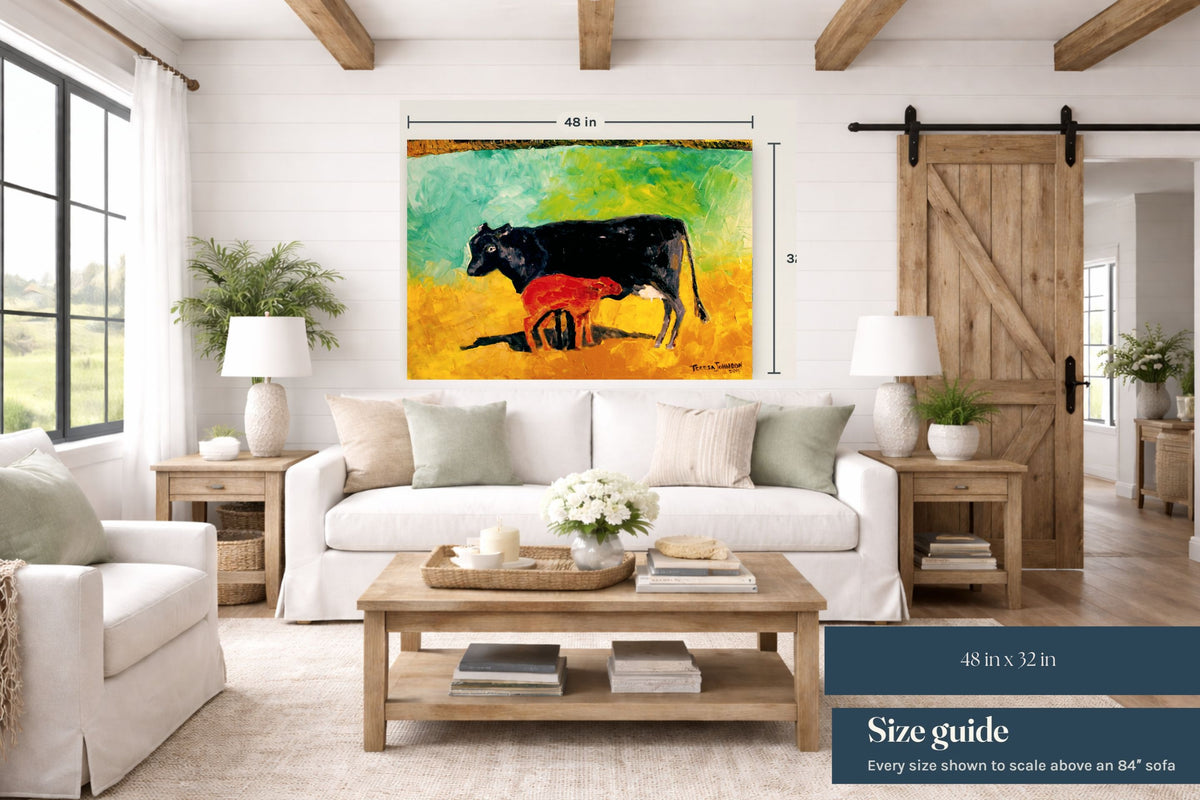 Allison's Cow and Calf Fine| Original Teresa Johnson Print | Western Decor |-Giclee Paper- Canvas