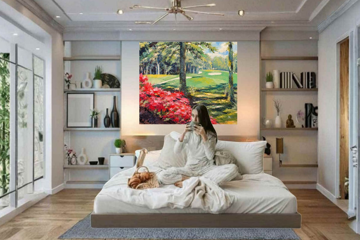 Azaleas Along the Fairway | Southern Golf Course Art | Giclée Paper • Wood • Metal • Canvas