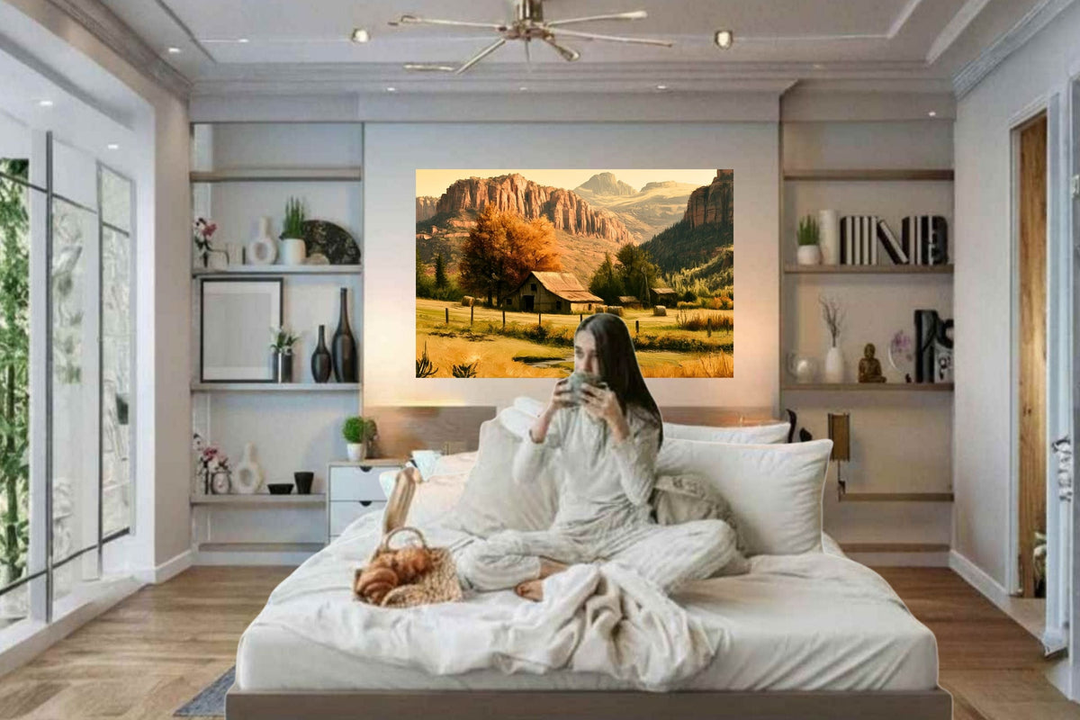 Autumn Beneath The Mountains | Impressionist Mountain Landscape Art | Giclée Paper • Wood • Metal • Canvas