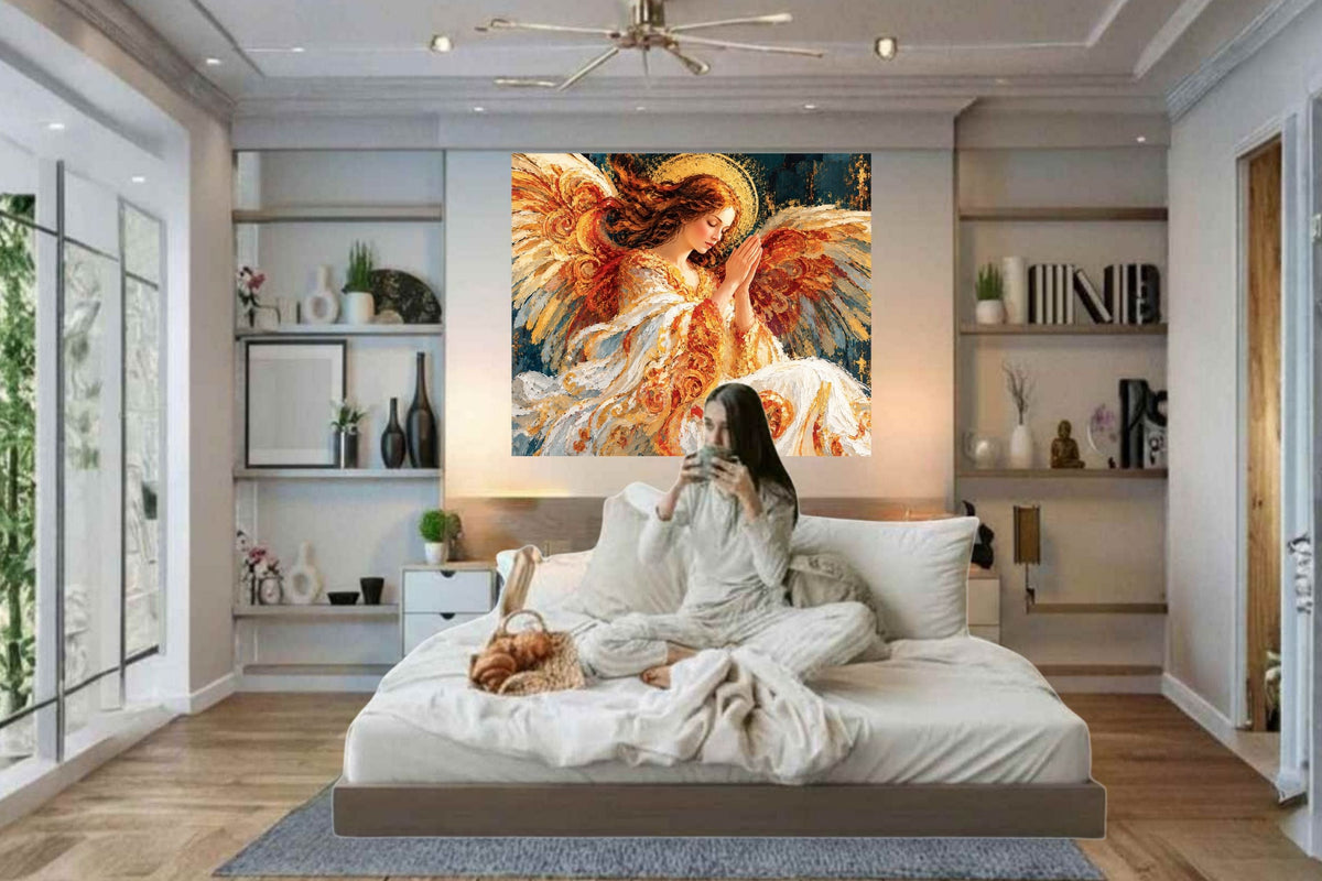 In The Stillness Of Prayer  Praying Angel Wall Art  Prints Canvas Wood Or Metal Art