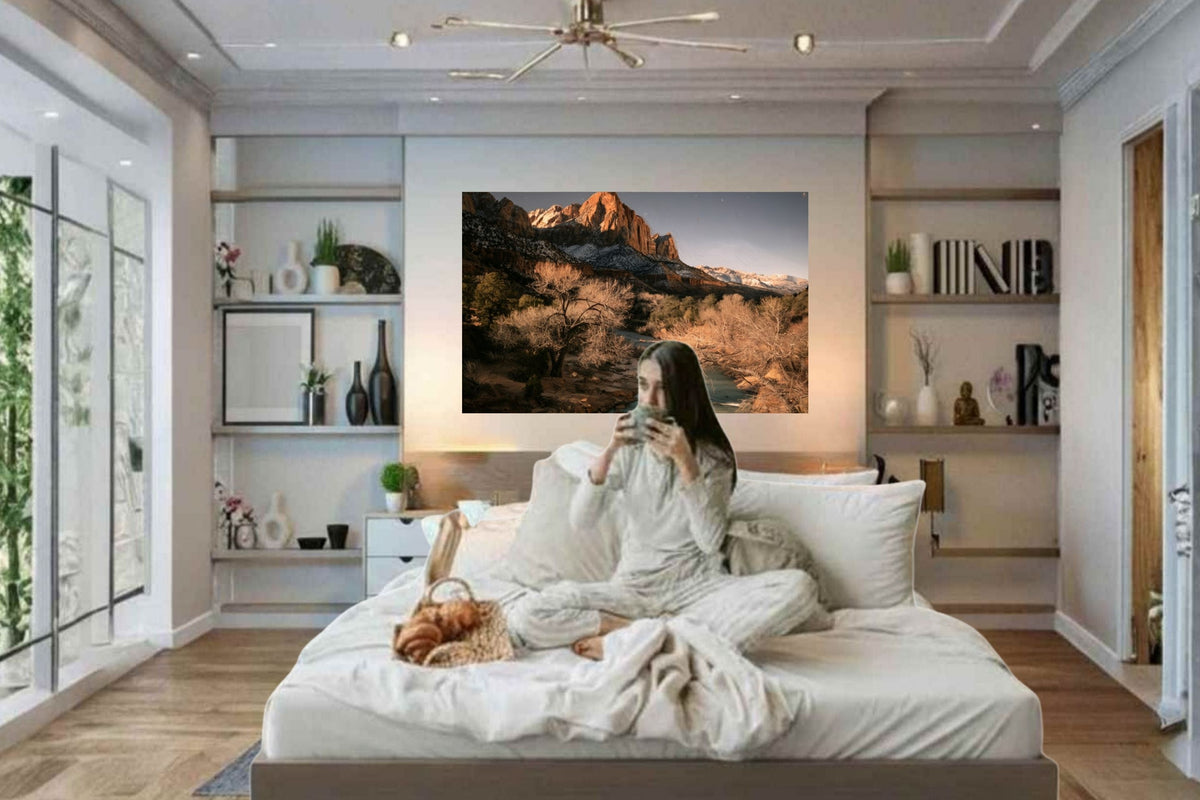 Last Light in Utah | Impressionist Mountain & River Landscape | Giclée Paper • Wood • Metal • Canvas