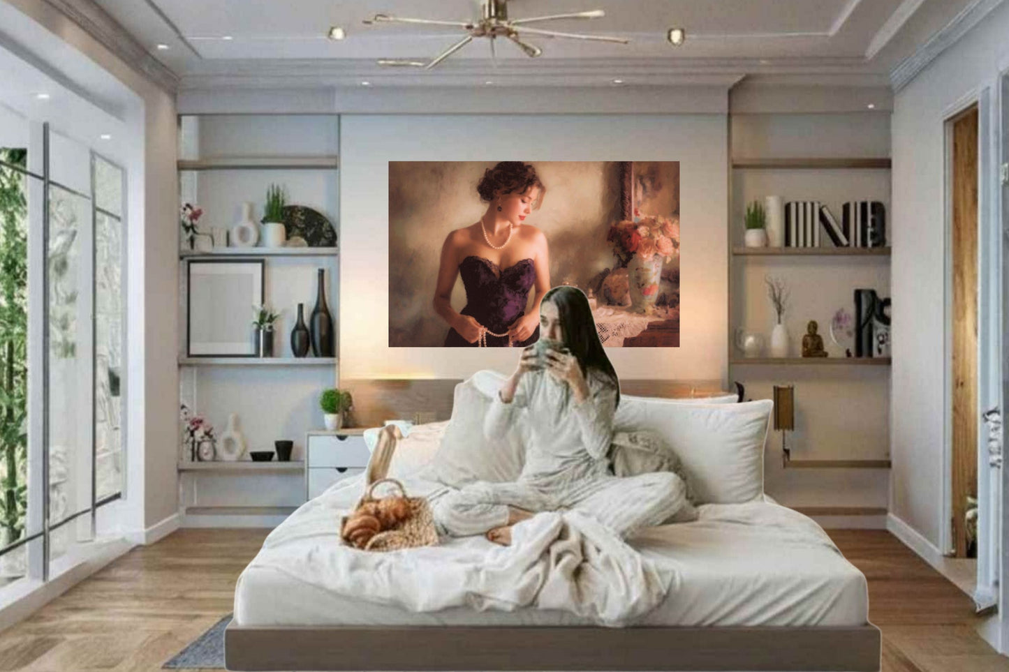 Quiet Elegance| Romantic Woman Print| Portrait Wall Print| Vintage Inspired Feminine Decor|Giclee Paper- Wood- Metal- Canvas