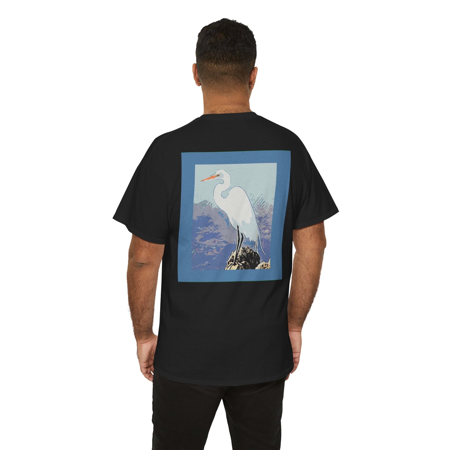 White Egret- Amazing Unisex Heavy Cotton Short Sleeve Tee Shirts!