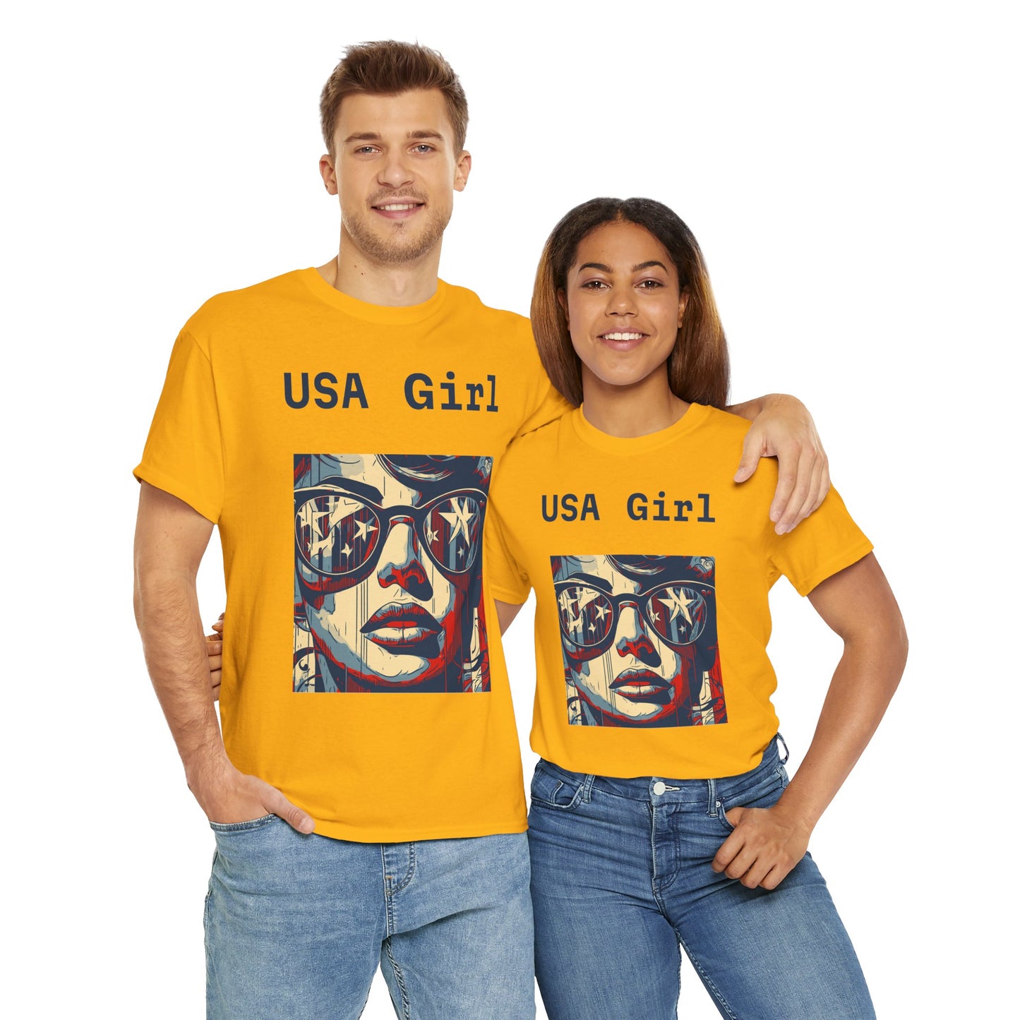 "USA Girl" - Amazing Unisex Heavy Cotton Short Sleeve Tee Shirts!