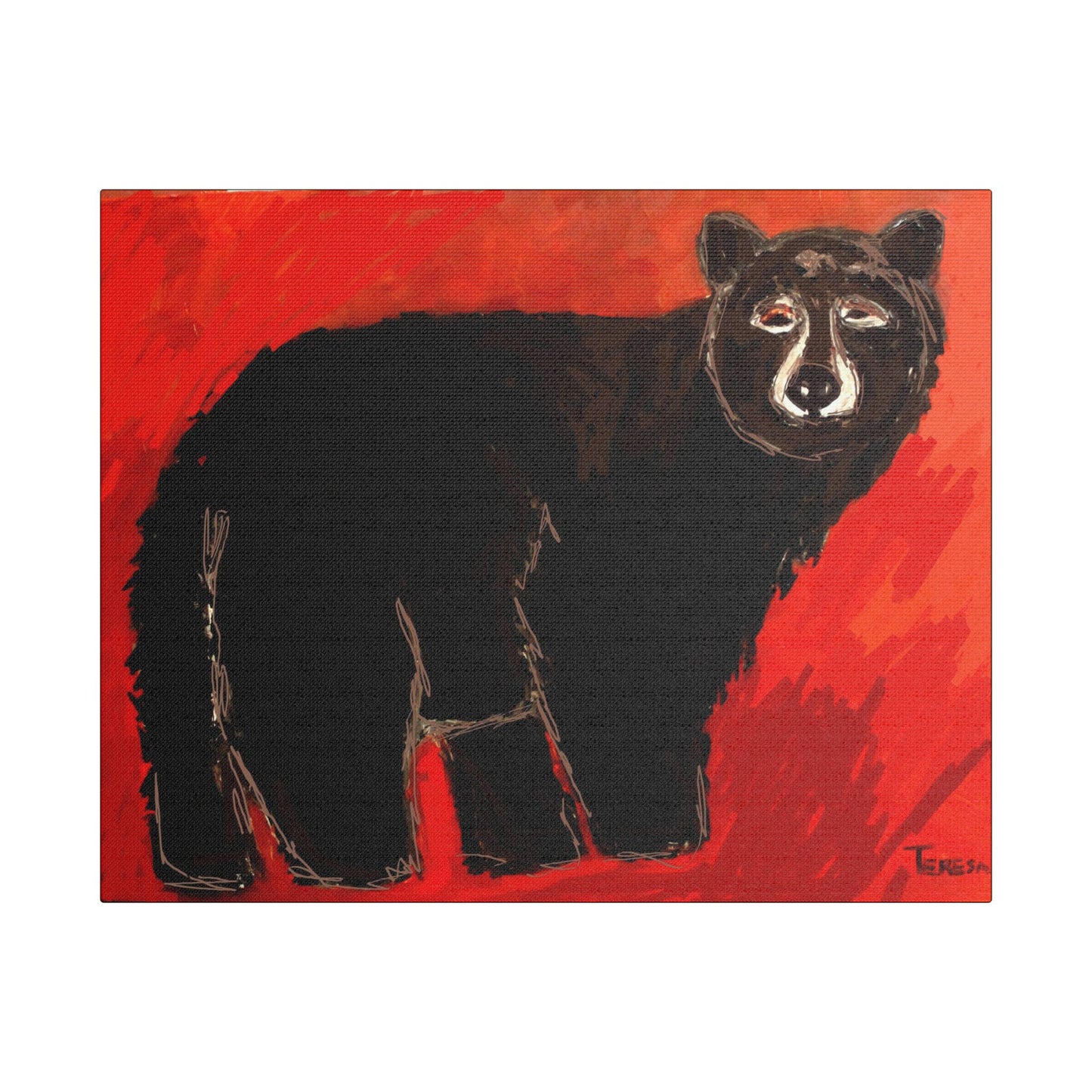 Black Bear- Art- Gallery Wrapped- Satin Stretched Canvas Gallery Wraps - No Frame Needed