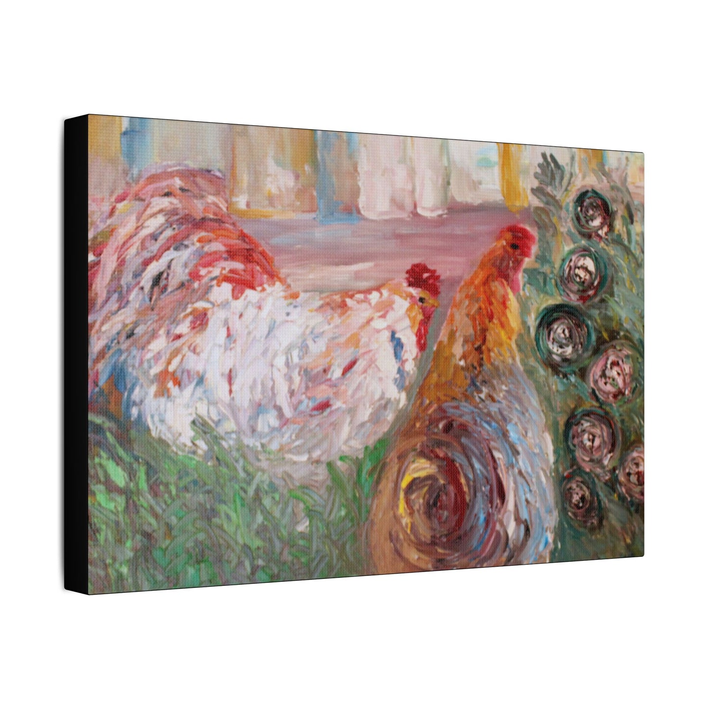 Betsy's Chicken- Art- Gallery Wrapped- Satin Stretched Canvas Gallery Wraps - No Frame Needed