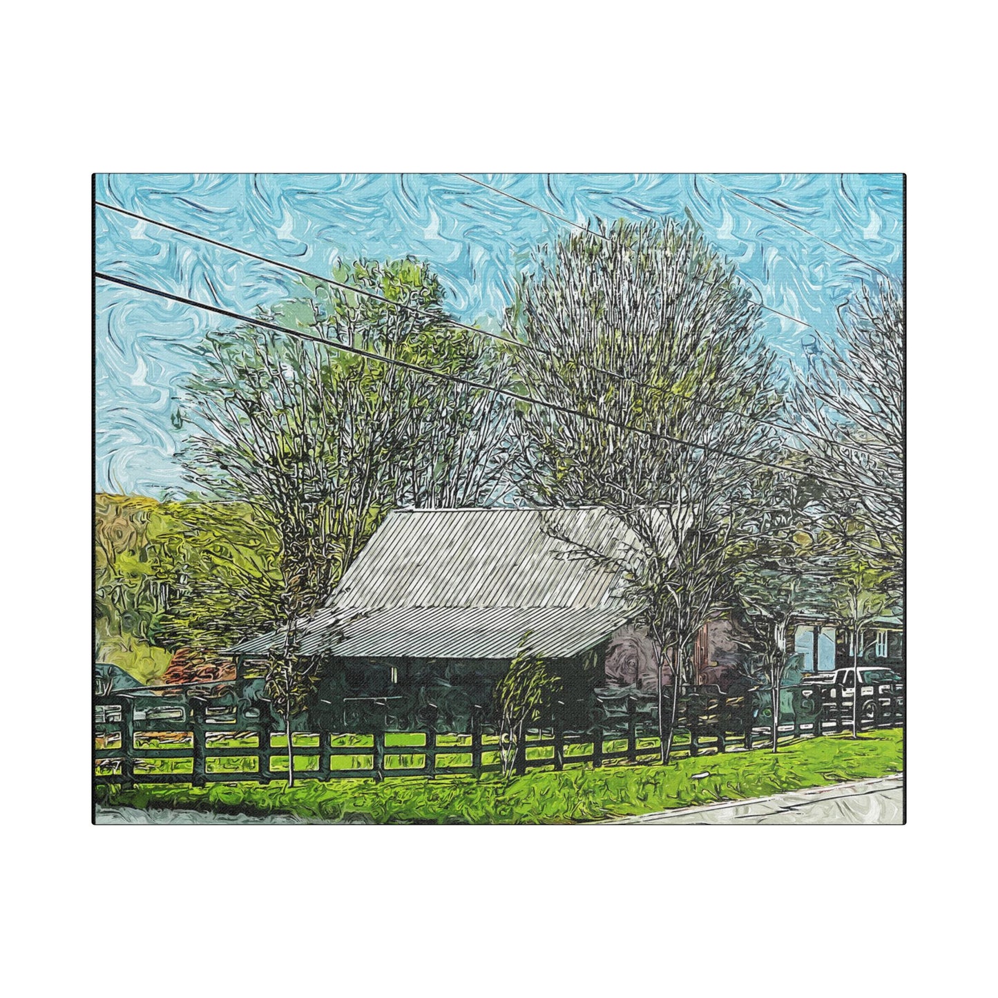 Farm Building- Art- Gallery Wrapped- Satin Stretched Canvas Gallery Wraps - No Frame Needed