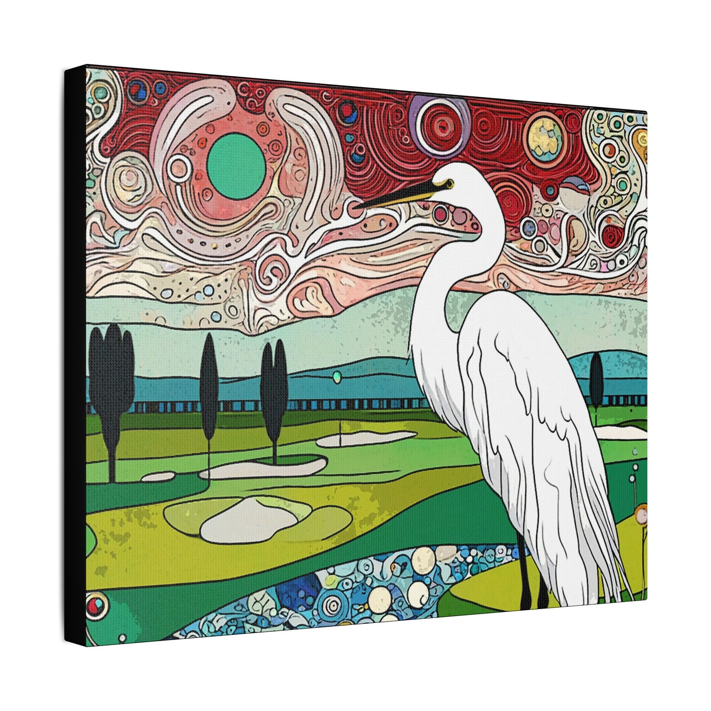 Florida Egret- Art- Gallery Wrapped- Satin Stretched Canvas Gallery Wraps - No Frame Needed