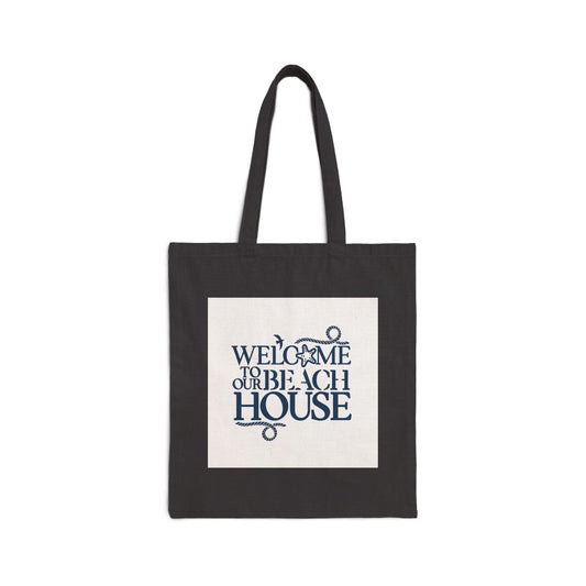 "Welcome to the Beach House" Stylish Cotton Canvas Tote Bag
