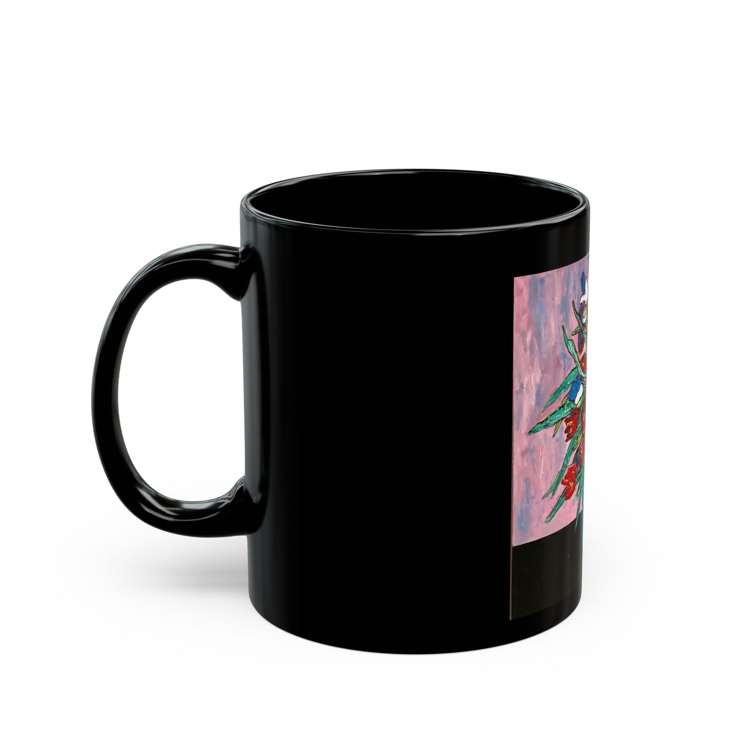 A Gift of Flowers- 11 oz or 15 oz Ceramic Black Mugs