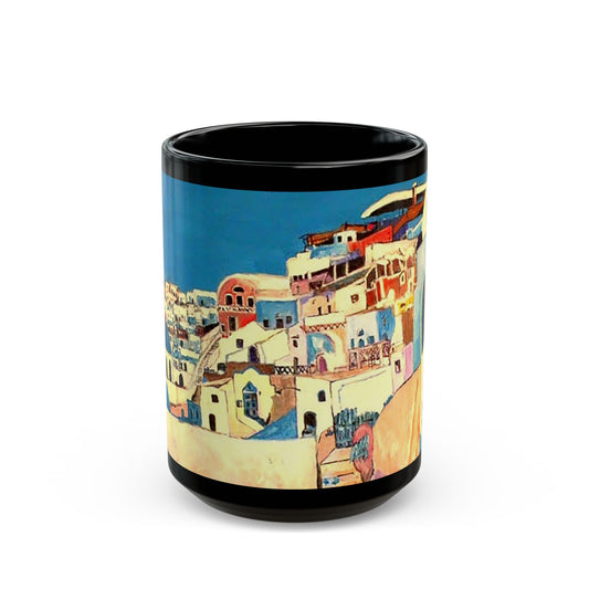 Greece - 11 oz or 15 oz Ceramic Black Mugs