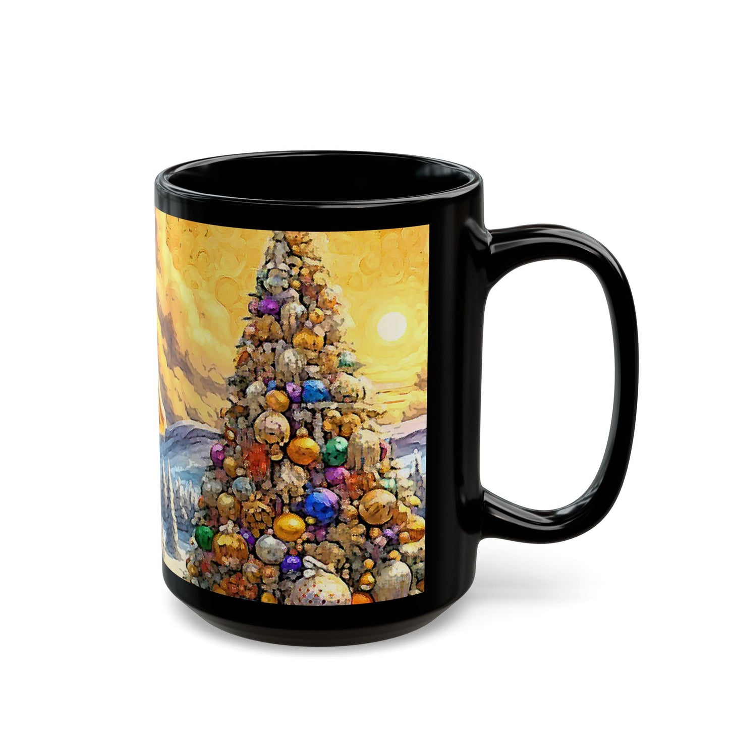 Christmas Magic - 11 oz or 15 oz Ceramic Black Mugs
