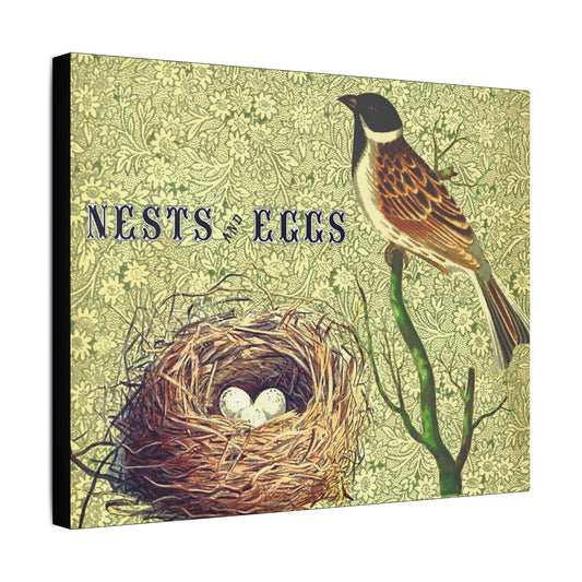 Nest and Bird Art- Gallery Wrapped- Satin Stretched Canvas Gallery Wraps - No Frame Needed