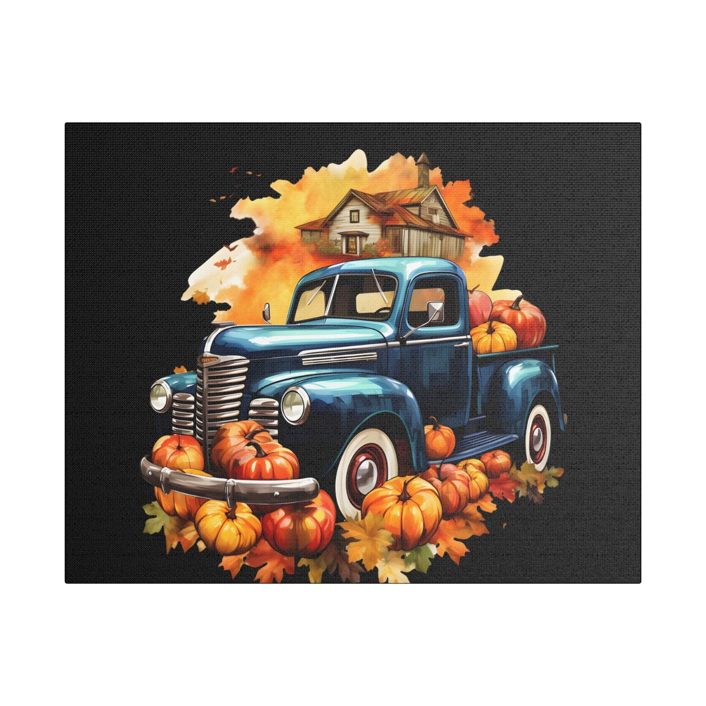 Fall Truck Art- Gallery Wrapped- Satin Stretched Canvas Gallery Wraps - No Frame Needed