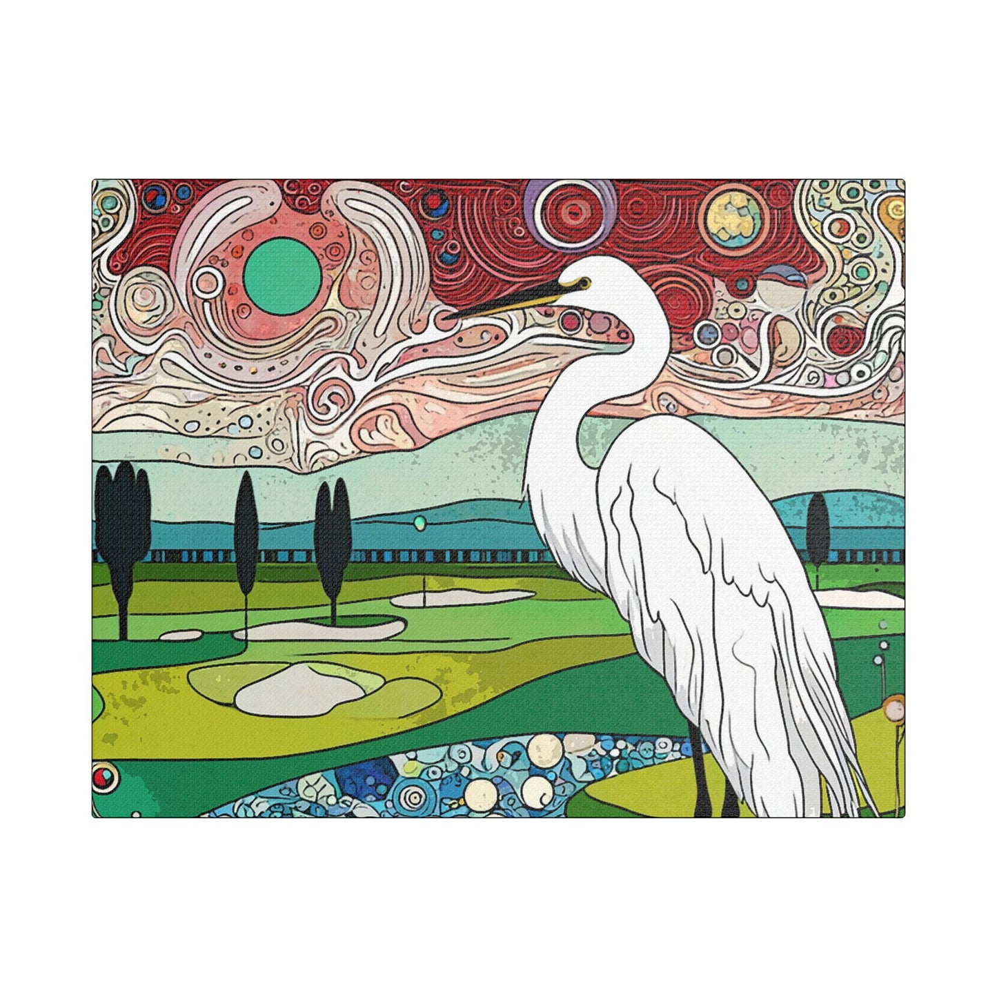 Florida Egret- Art- Gallery Wrapped- Satin Stretched Canvas Gallery Wraps - No Frame Needed