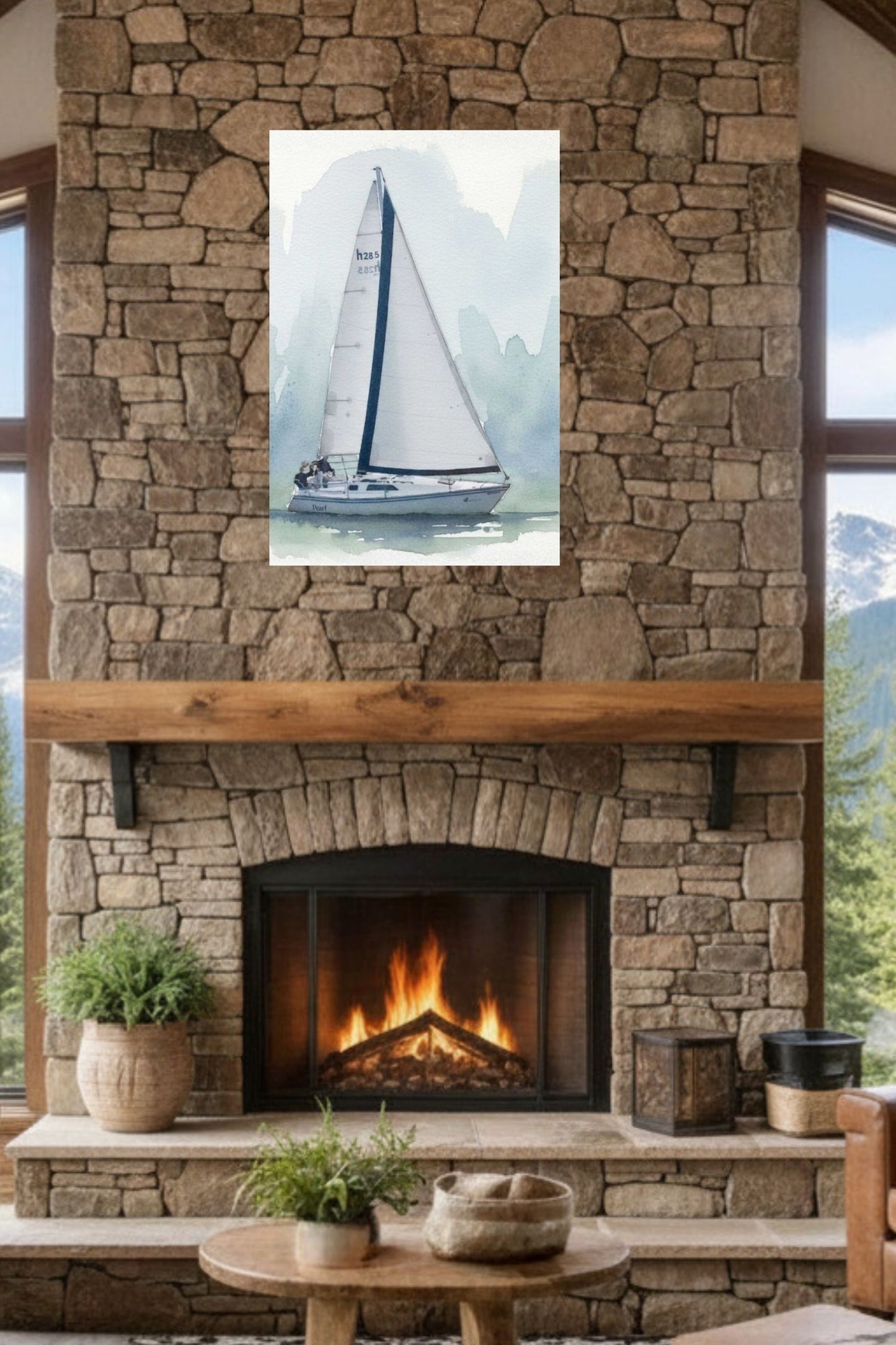 Sailing Boat | Water Sports Art| Prints, Giclee Paper, Giclee Canvas, Birch Wood, and Metal Panels
