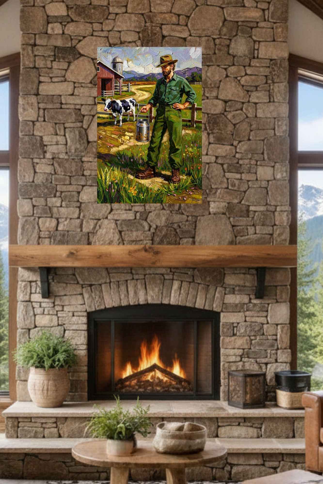 Dairy Farmer| Farm Cow Art| Giclee Paper- Wood- Metal- Canvas