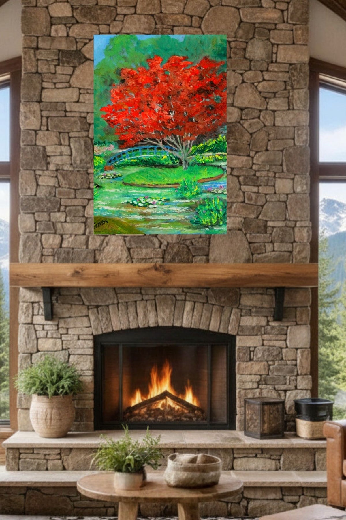 Garden Red Beauty| Japanese Maple Tree Art| Giclee Paper- Wood- Metal- Canvas