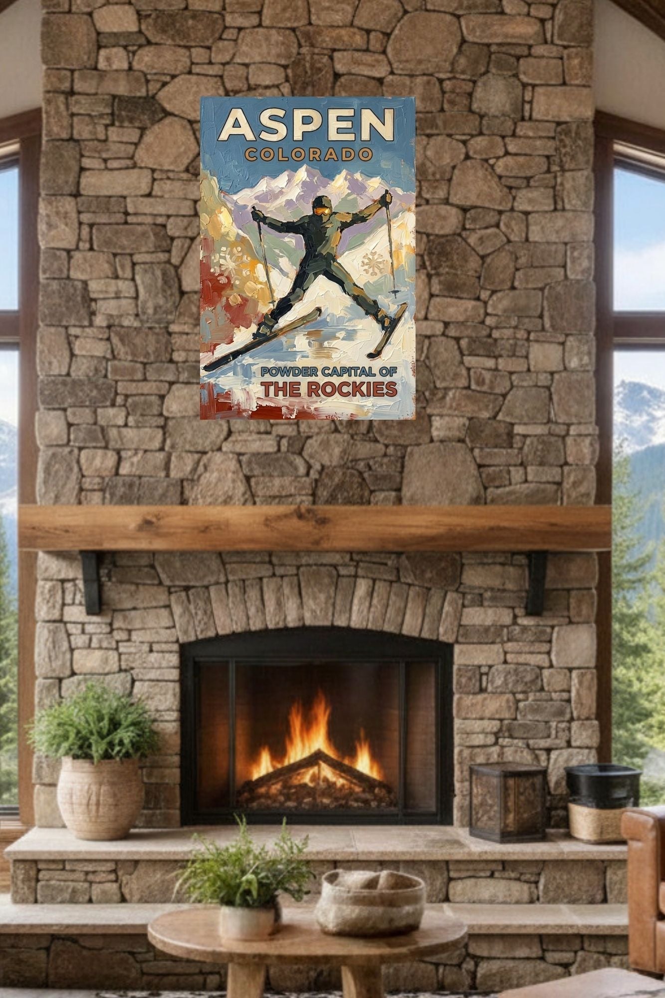 Aspen Colorado Powder Capital Of The Rockies| Snow Print| Giclee on Paper - Wood - Metal - Canvas