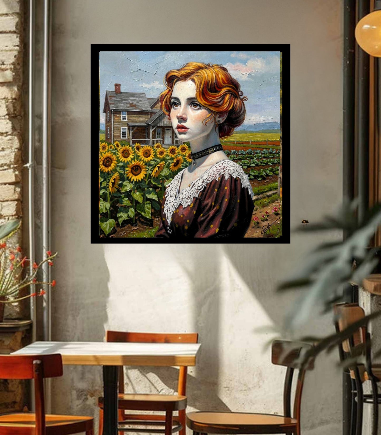 Vintage Farm Girl| Harvest Art| Giclee Paper- Wood- Metal- Canvas